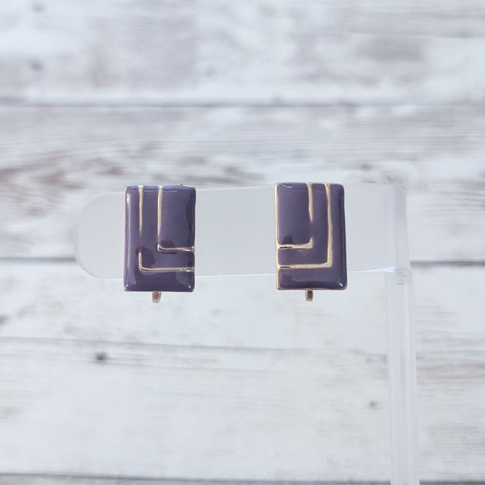 Vintage Clip On Earrings Dark Mauve Retro 0.75"